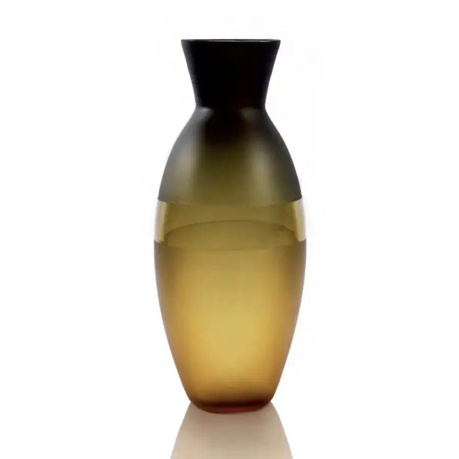 Distinguished Wave Murano Glass Otre vase crafted in gradient hues with sandblasted transparent glass
