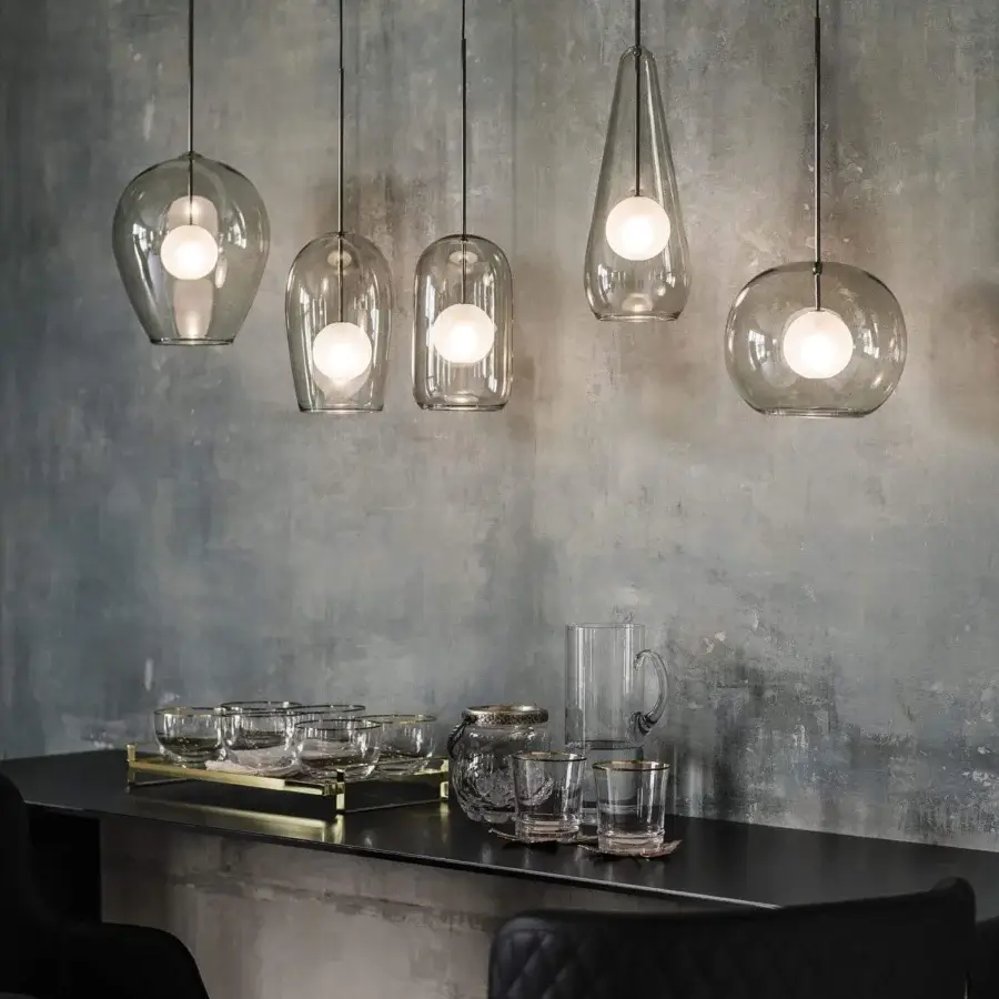 Captivating Cattelan Italia Melody suspension lamp with fumé glass lampshades and black chrome steel structure