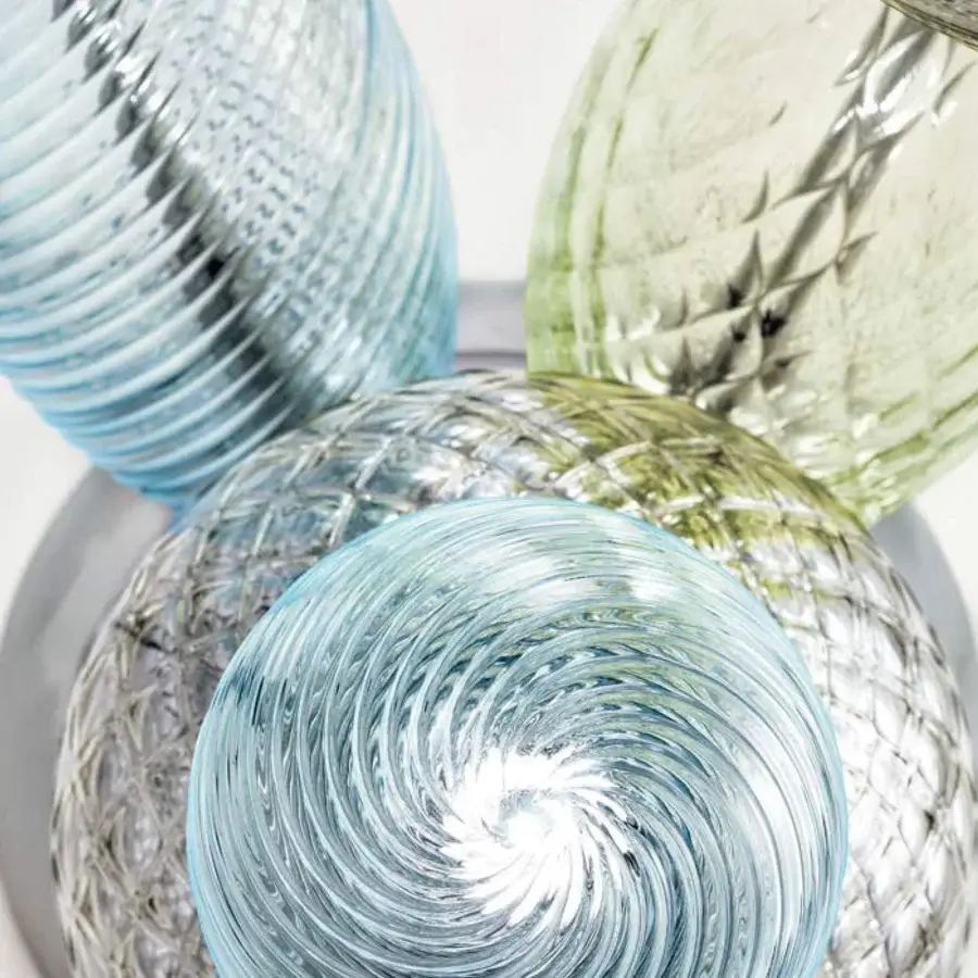 Distinguished Barovier&Toso Perseus lamp crafted in translucent blue Venetian crystal with clear and silver accents
