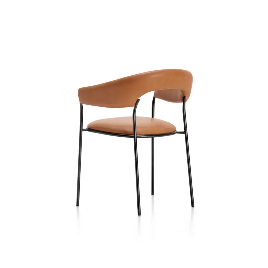 Superior MDF Italia Archie armchair with fluid form and integrated armrests in warm brown upholstery with matte finish
