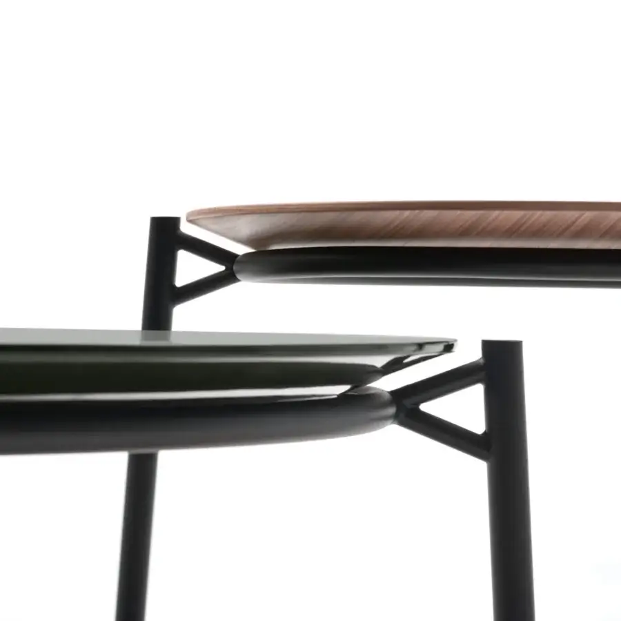 Distinguished MDF Italia Cantle low coffee & side table with Canaletto walnut tabletop and sleek matte black steel frame