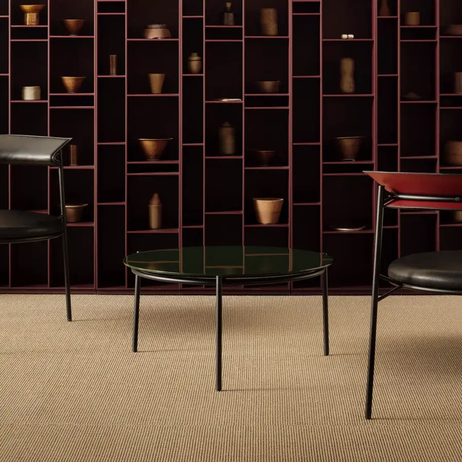 Exceptional MDF Italia Cantle low coffee & side table with a glossy dark green tabletop and black matte metal base