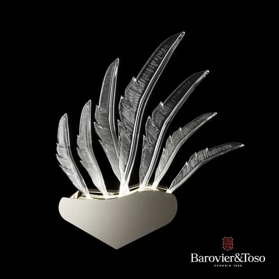 Exceptional Barovier&Toso Angel wall lamp, a lighting sculpture in light gray metallic with translucent glass, radiating a contemporary glow