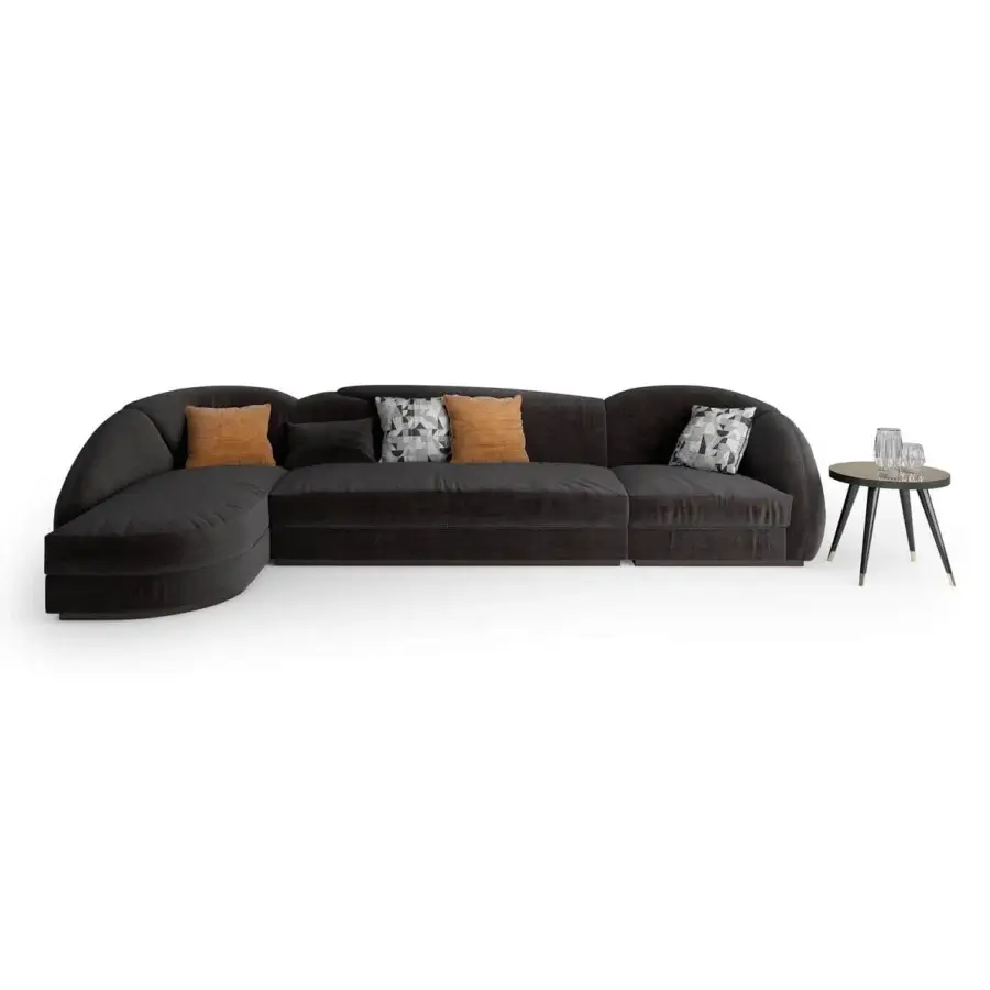Distinguished Sicis Visconti sectional with traditionally styled lines and plush dark charcoal gray textured fabric upholstery