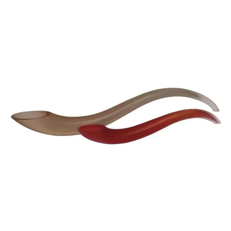 Exceptional Wave Murano Glass Giglio centerpiece/vase in reddish-orange glass with a soft sandblasted finish