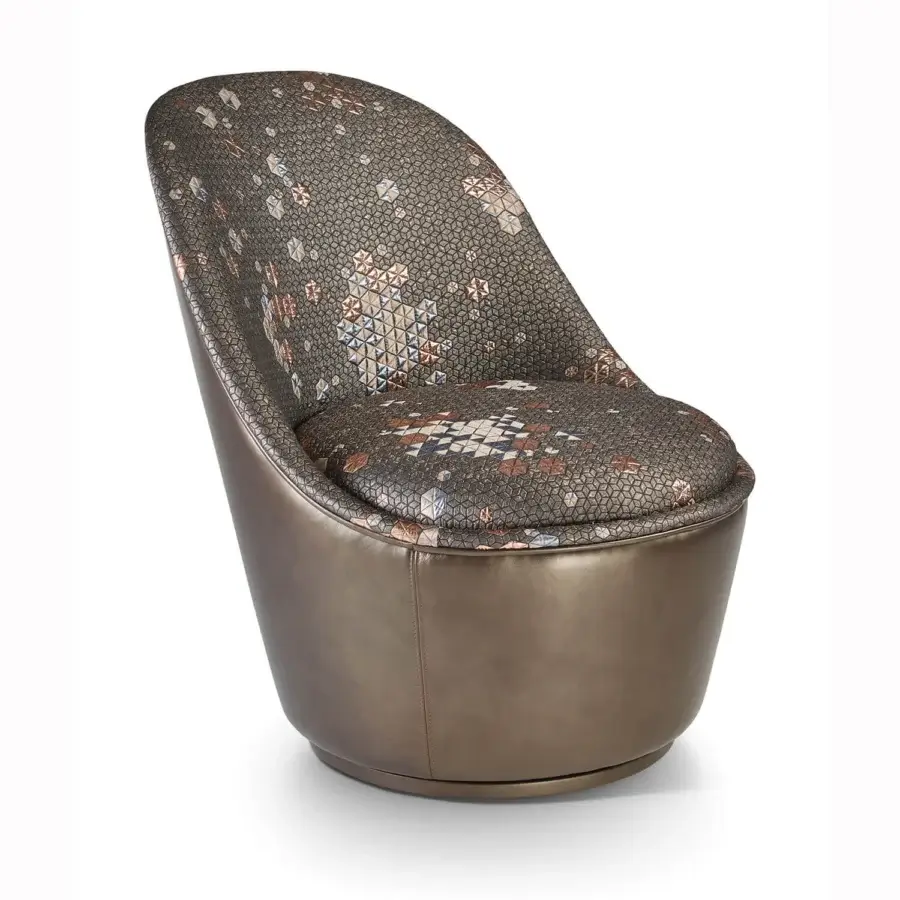 Distinguished Sicis Blossom lounge chair with textured multi-tonal fabric upholstery and coated metal base