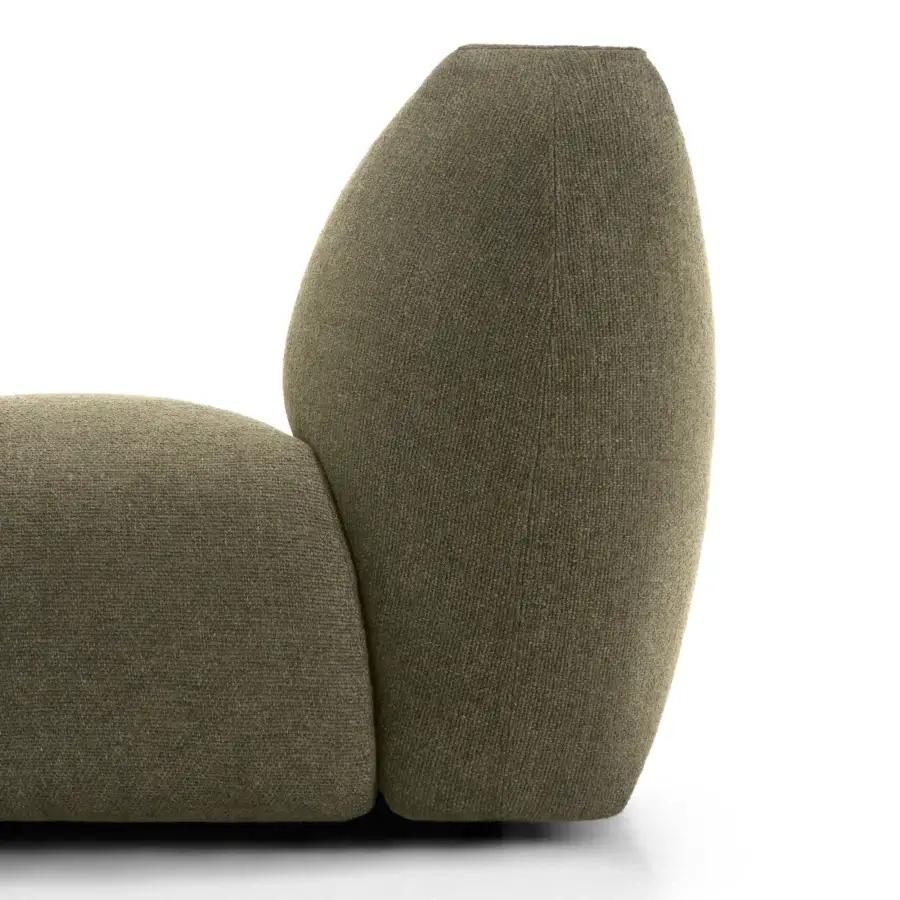 Superior MDF Italia Goom sectional crafted in olive green woven fabric with softly rounded edges and wooden structure
