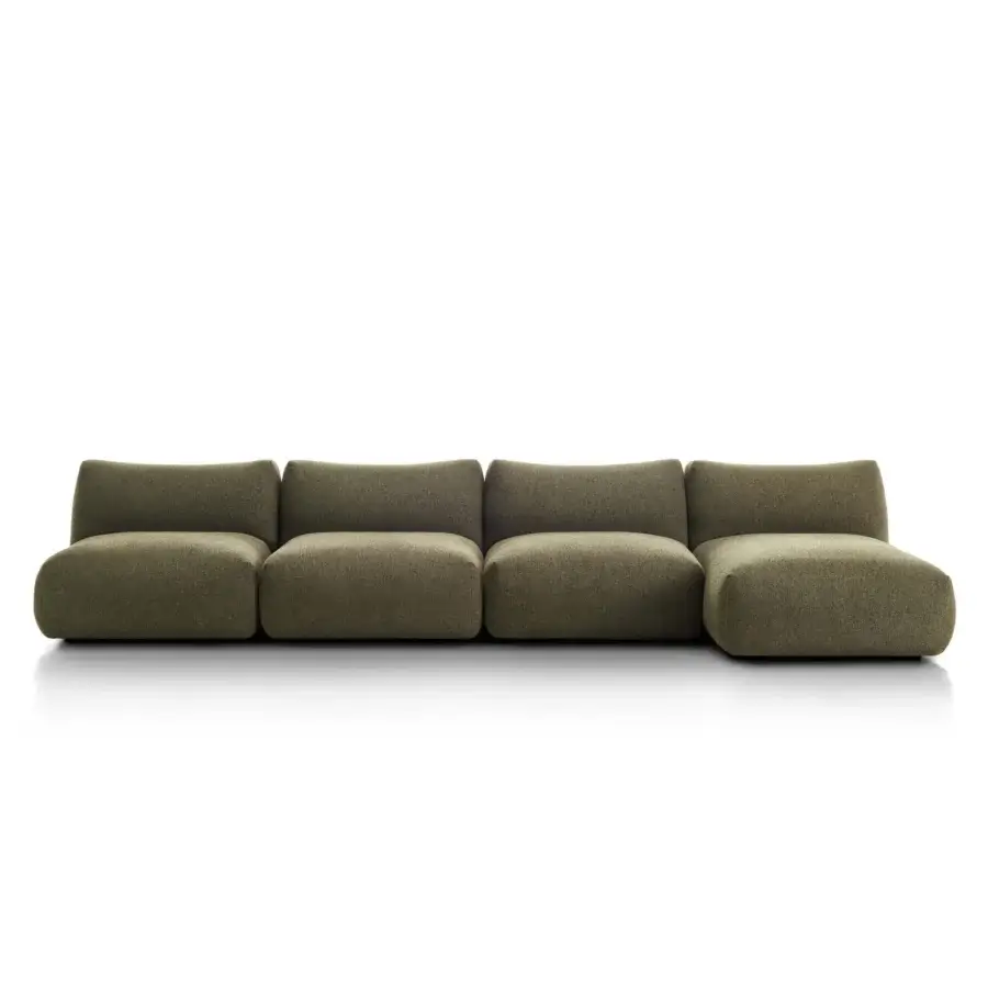 Exceptional MDF Italia Goom sectional upholstered in textured olive green woven fabric with matte finish