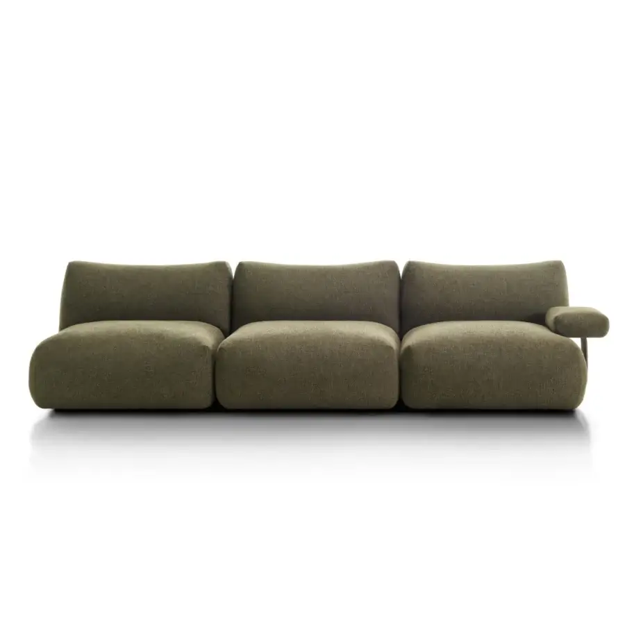 Lavish MDF Italia Goom sectional built with textured woven fabric upholstery and rounded organic form