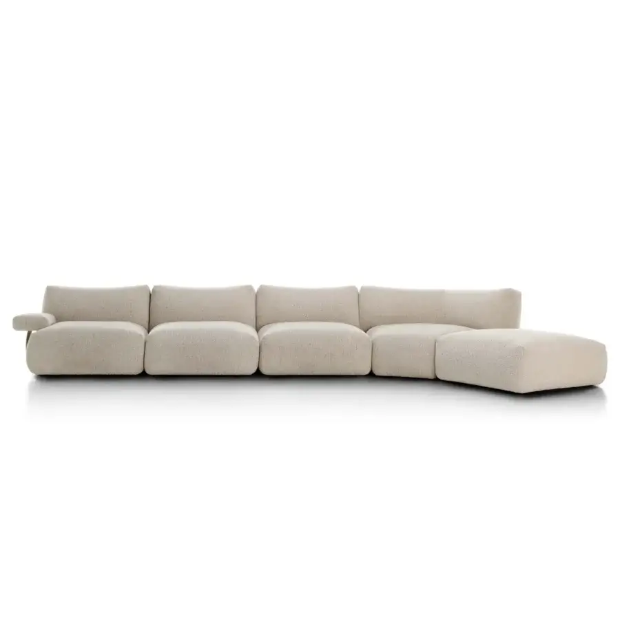 Distinguished MDF Italia Goom sectional with sculpted form upholstered in textured woven fabric and matte finish