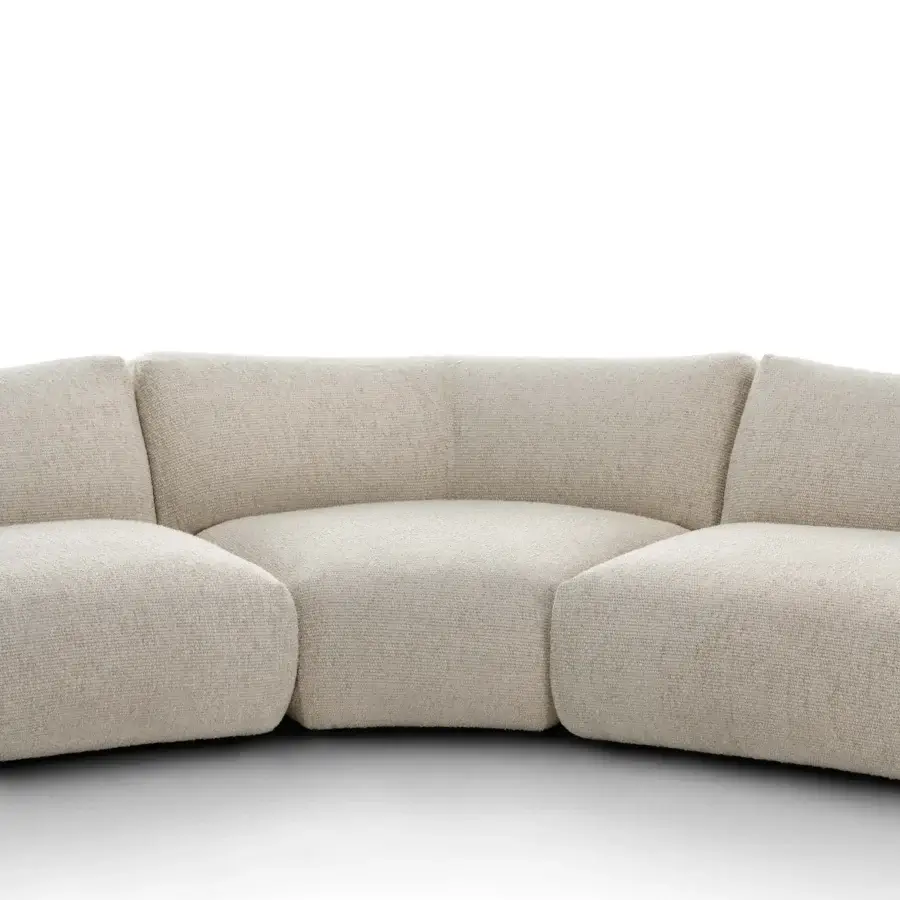 Lavish MDF Italia Goom sectional with sculpted volume and organic curves upholstered in textured neutral beige textile
