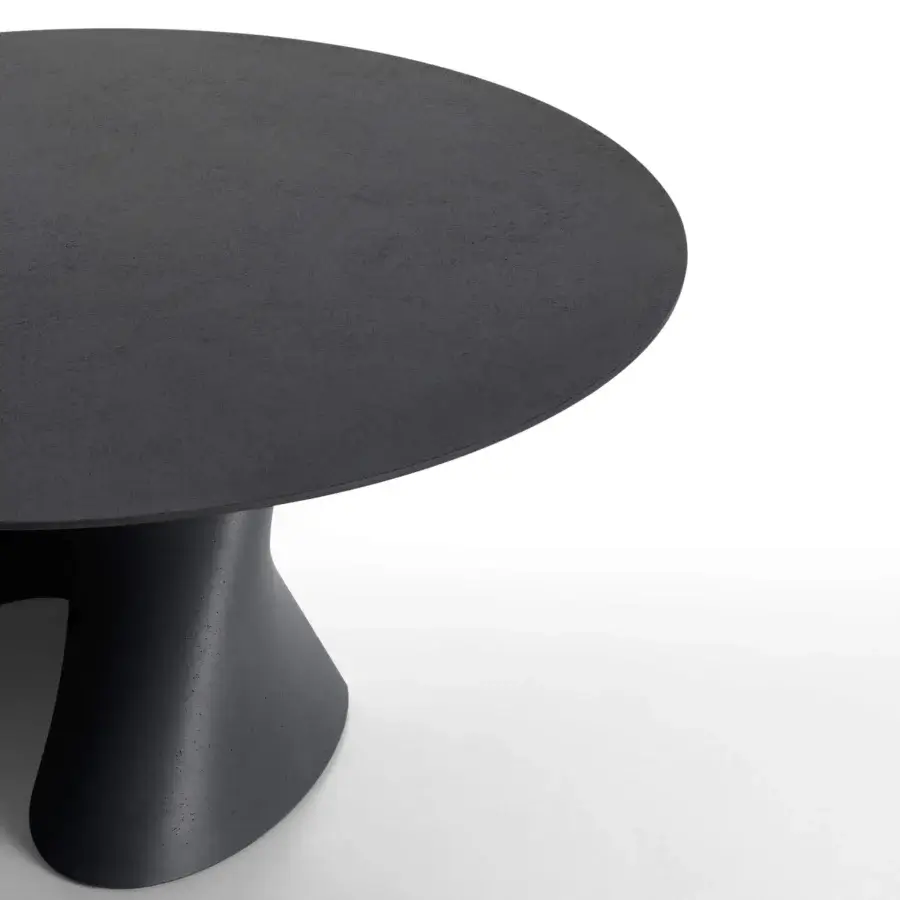 Superior MDF Italia S table crafted in white concrete with extra-clear glass and a tactile matte finish
