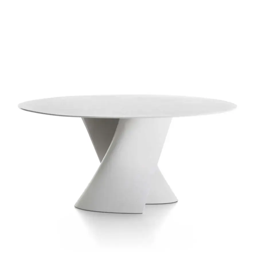 Captivating MDF Italia S table crafted in white concrete with extra-clear glass and a matte finish