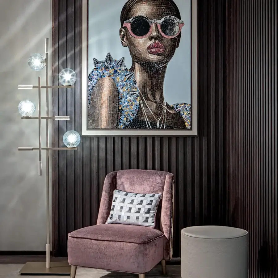 Exceptional Sicis Peggy lounge chair with plush dusty rose velvet upholstery and solid wood construction