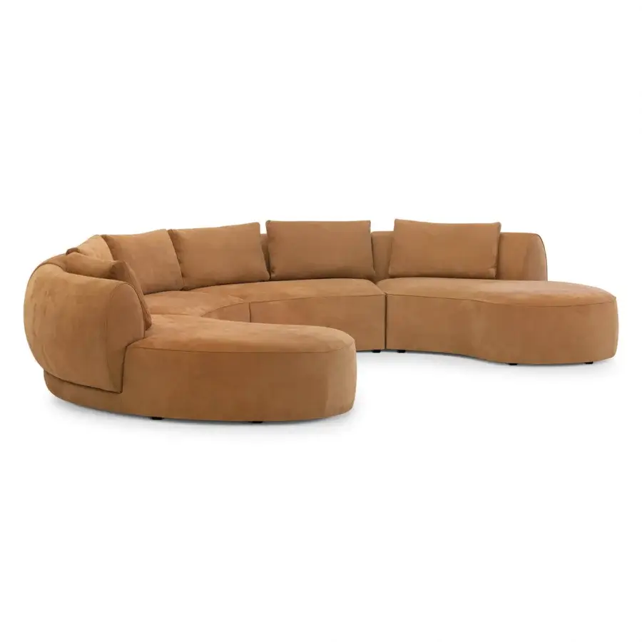 Exceptional Sicis Botero sectional with organically curved form upholstered in matte brown fabric or leather