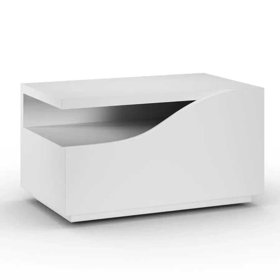 Sophisticated Reflex Segno nightstand with a shiny lacquered wooden structure and geometric form
