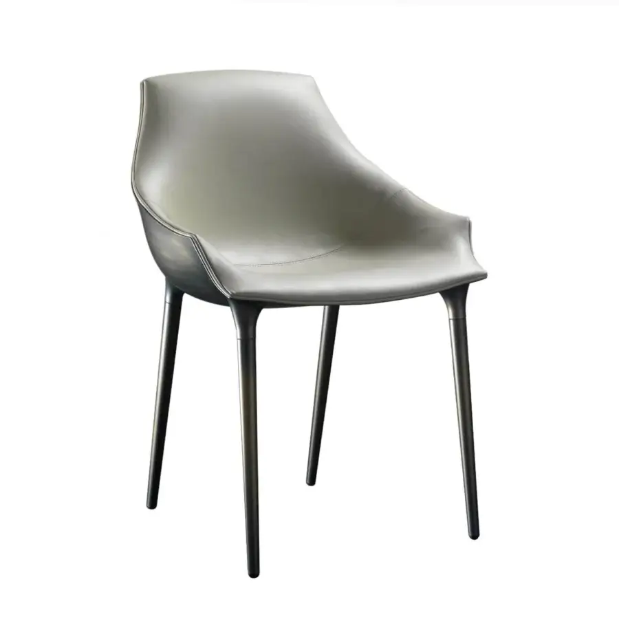 Distinguished Reflex Milady chair with light gray leather upholstery and Nero Beluga 19 polypropylene legs