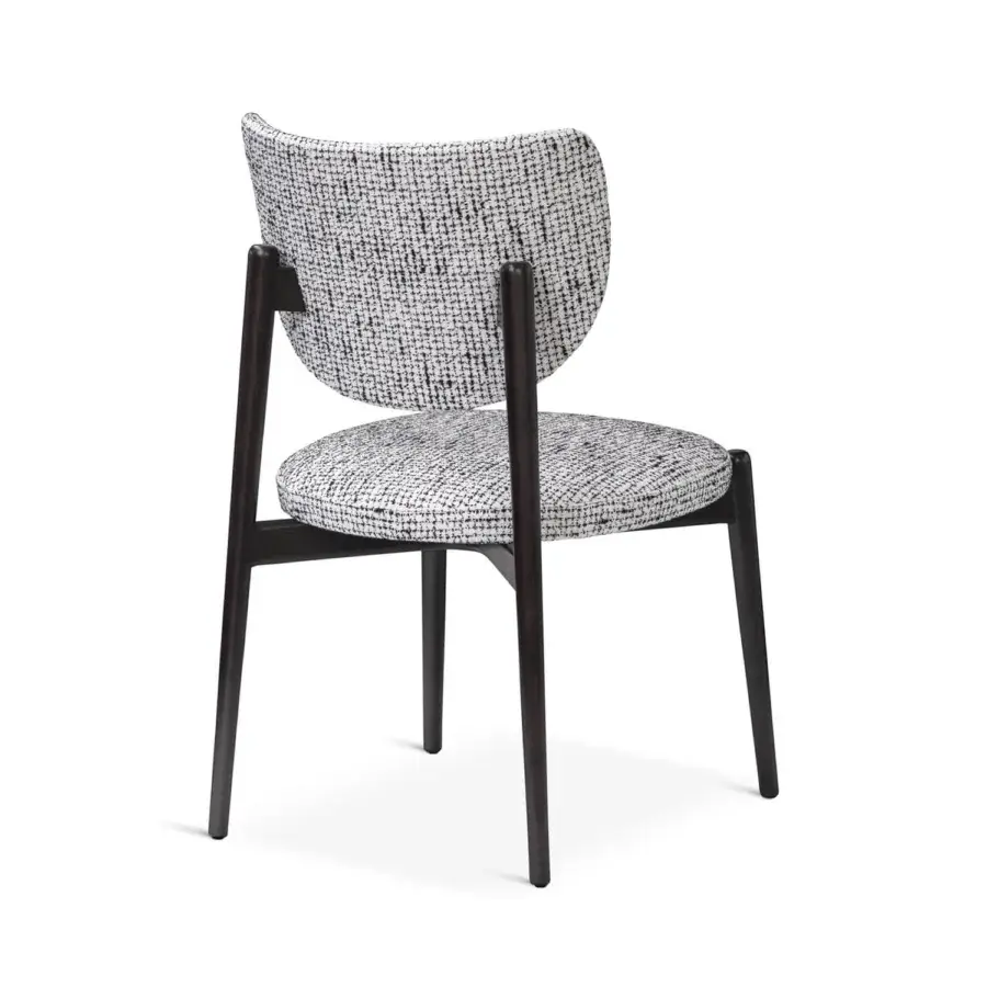 Superior Sicis Thea chair crafted from solid wood with a dark satin finish and upholstered in white dark gray textile