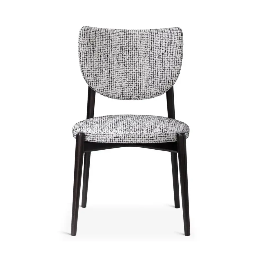 Captivating Sicis Thea chair crafted with solid wood and black white textured textile with a dark satin finish