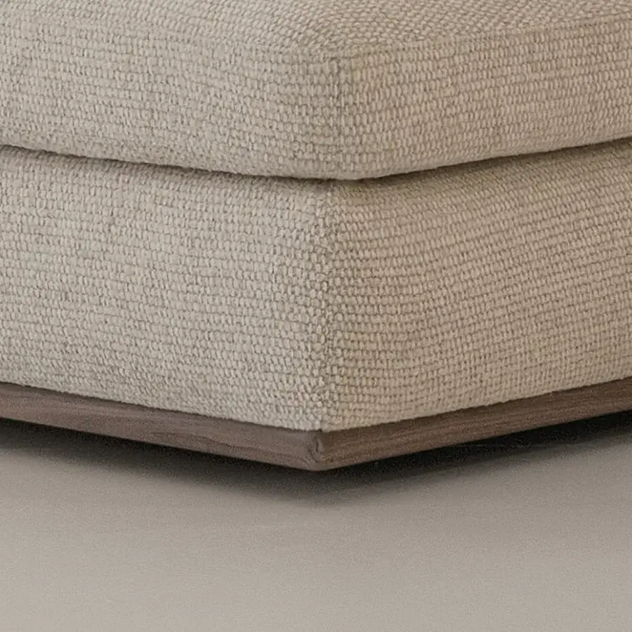 Superior Cierre1972 Montgomery sectional in neutral beige textile with satin medium-brown wood base crafted in Italy