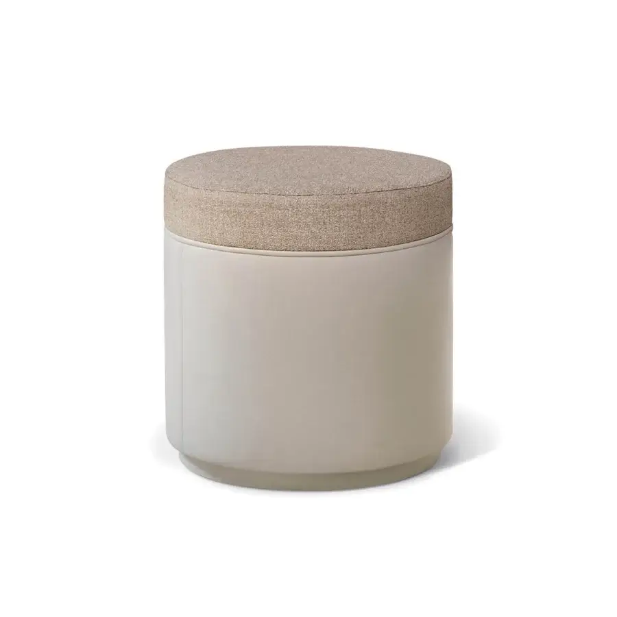 Superior Sicis Sultan ottoman crafted in Italy with light beige woven fabric and plush polyurethane padding