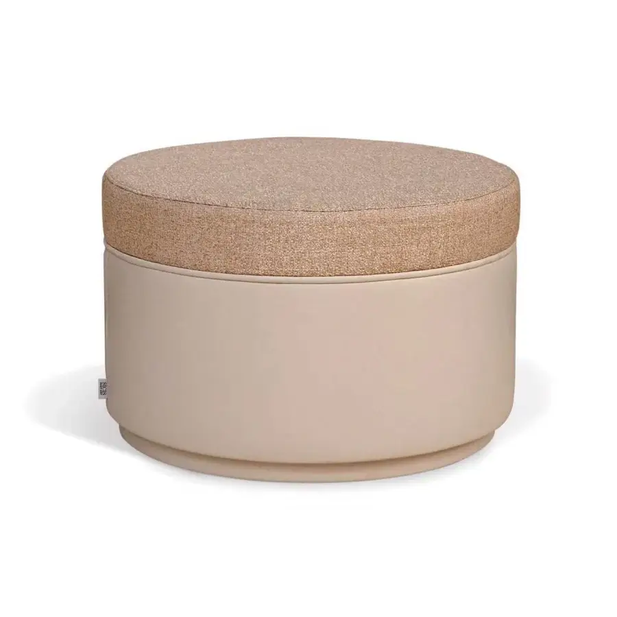 Distinguished Sicis Sultan ottoman crafted in pale beige woven fabric with a contrasting cork top