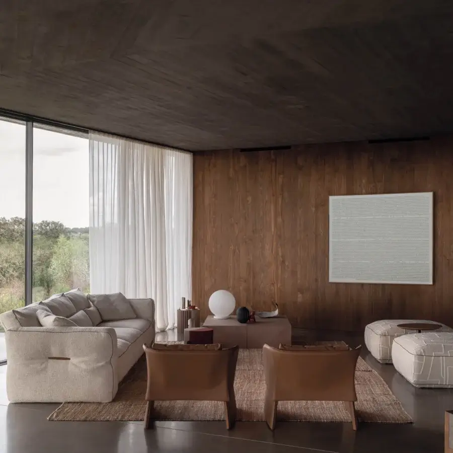 Exclusive Cierre1972 Loden sofa with woven beige textile upholstery and matte finish for relaxed comfort