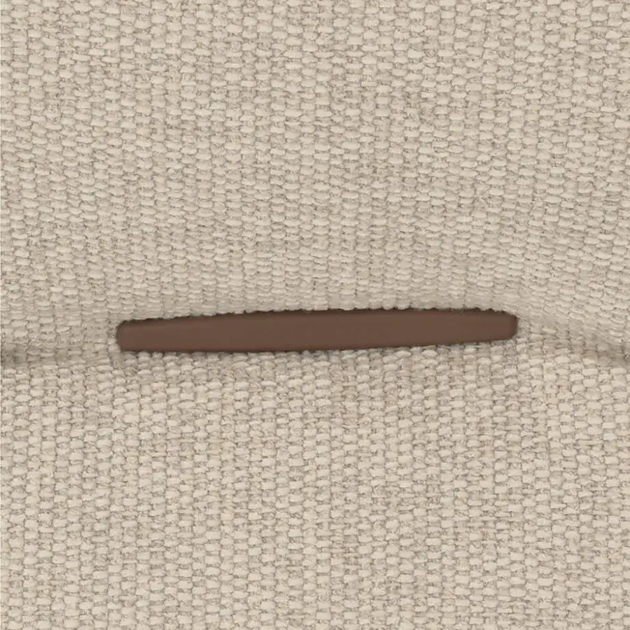 Superior Cierre1972 Loden sofa with textured matte beige textile upholstery and elegant leather piping