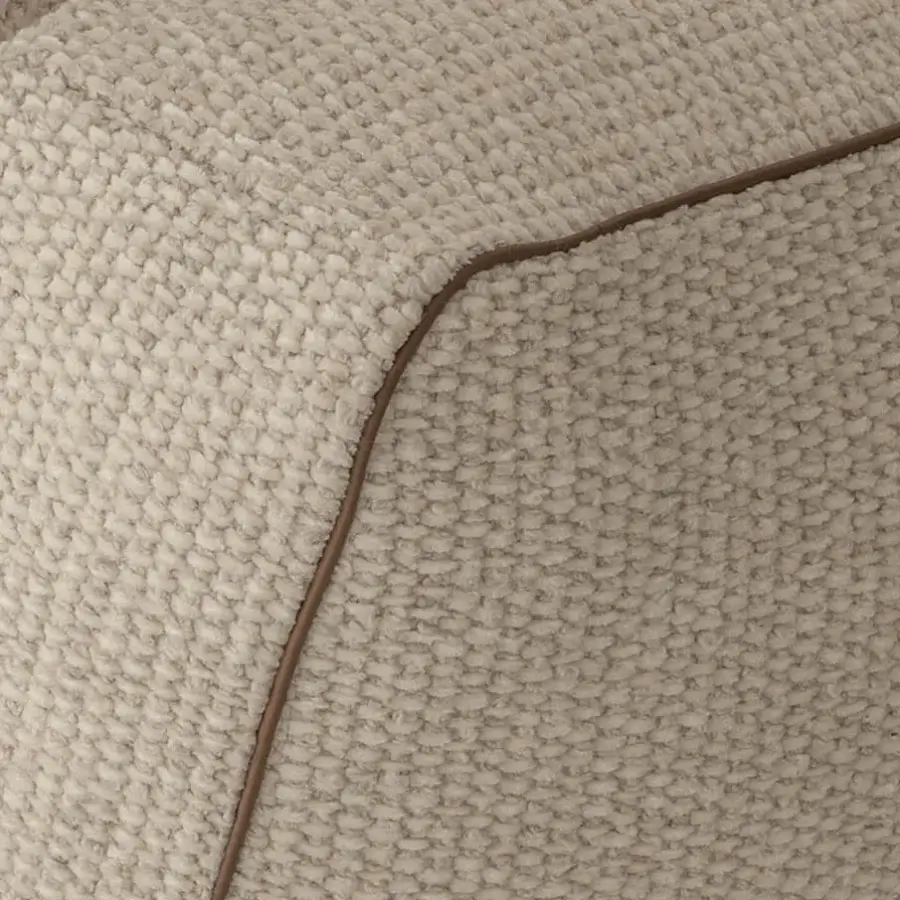 Lavish Cierre1972 Loden sofa with looped-weave beige textile upholstery and refined leather piping