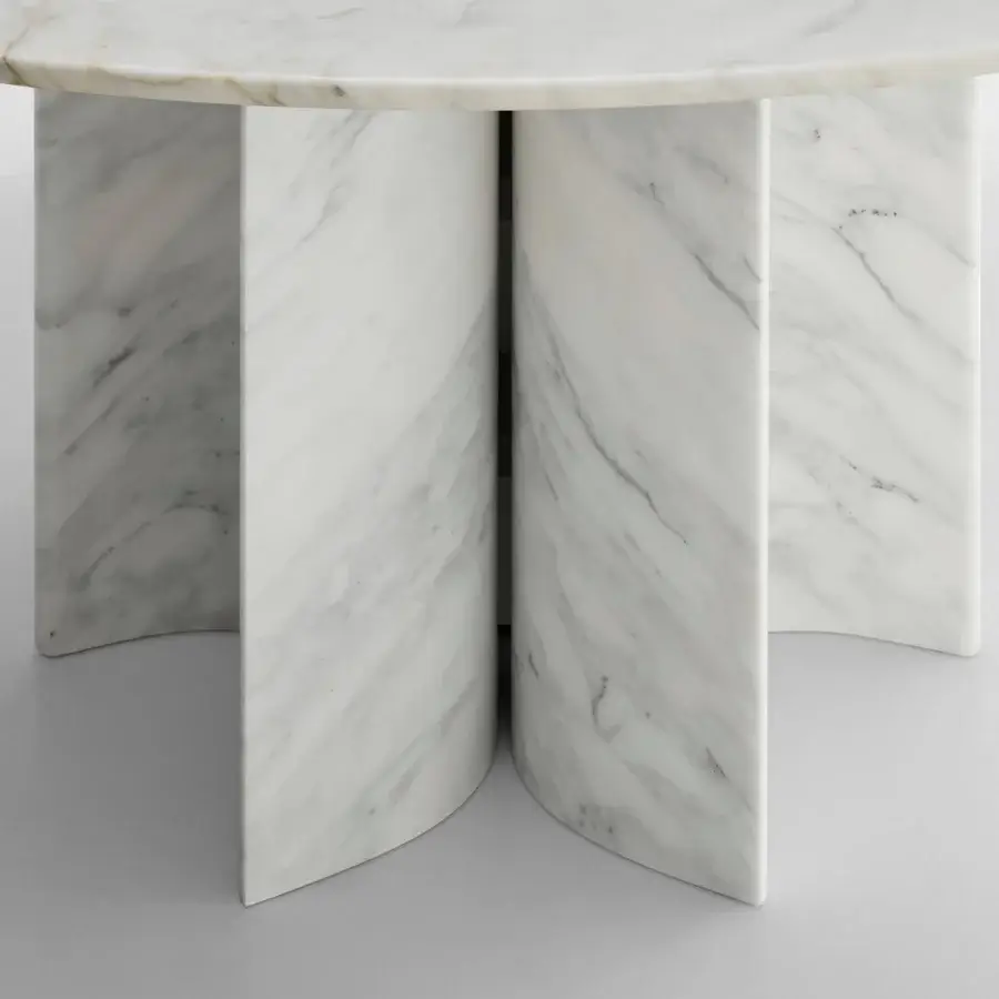 Distinguished Acerbis Le Cupole table built with white marble, sculpted domes and polished brass spacers in a matt polyester finish