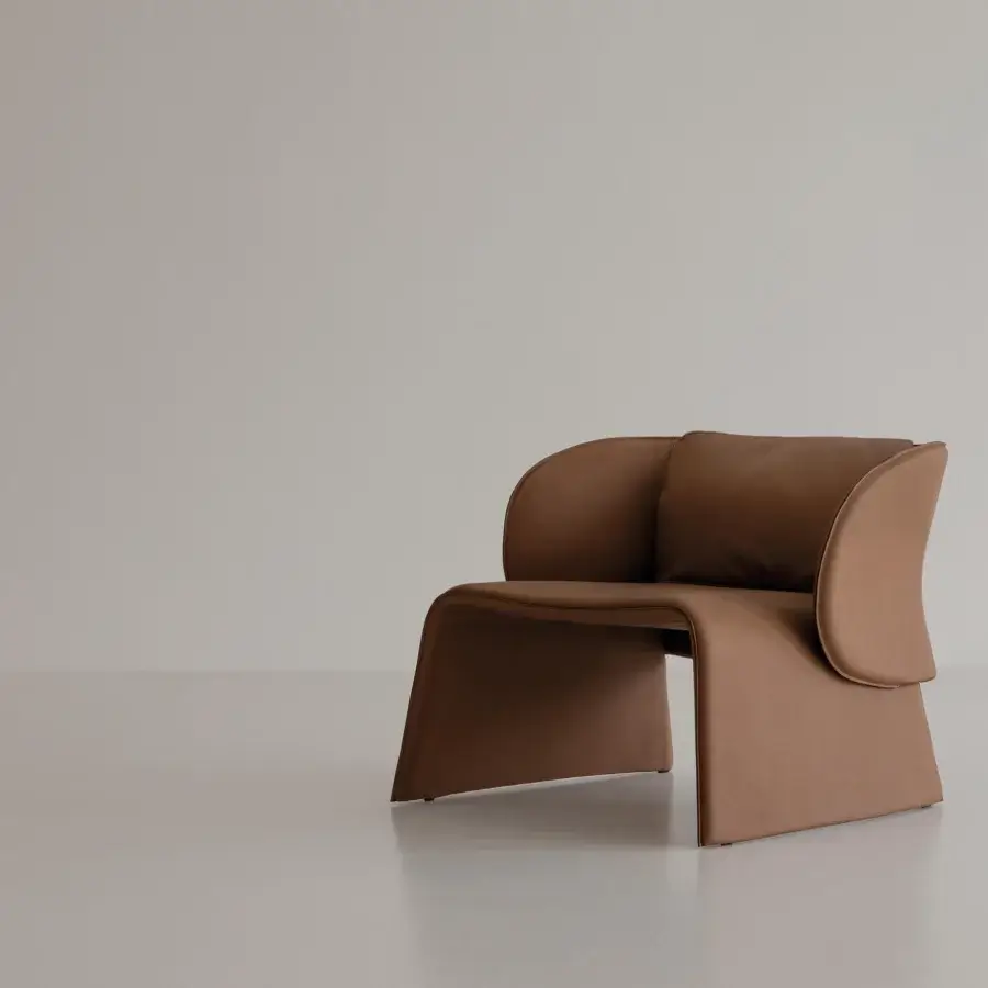 Distinguished Cierre1972 Knight lounge chair in reddish-brown leather with a smooth inviting finish crafted in Italy
