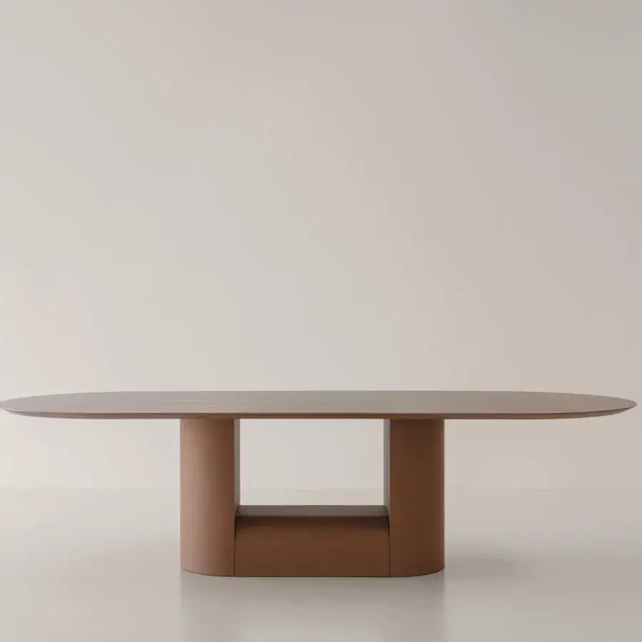 Captivating Cierre1972 Samoa table built with wood in a warm medium-brown tone and smooth satin finish