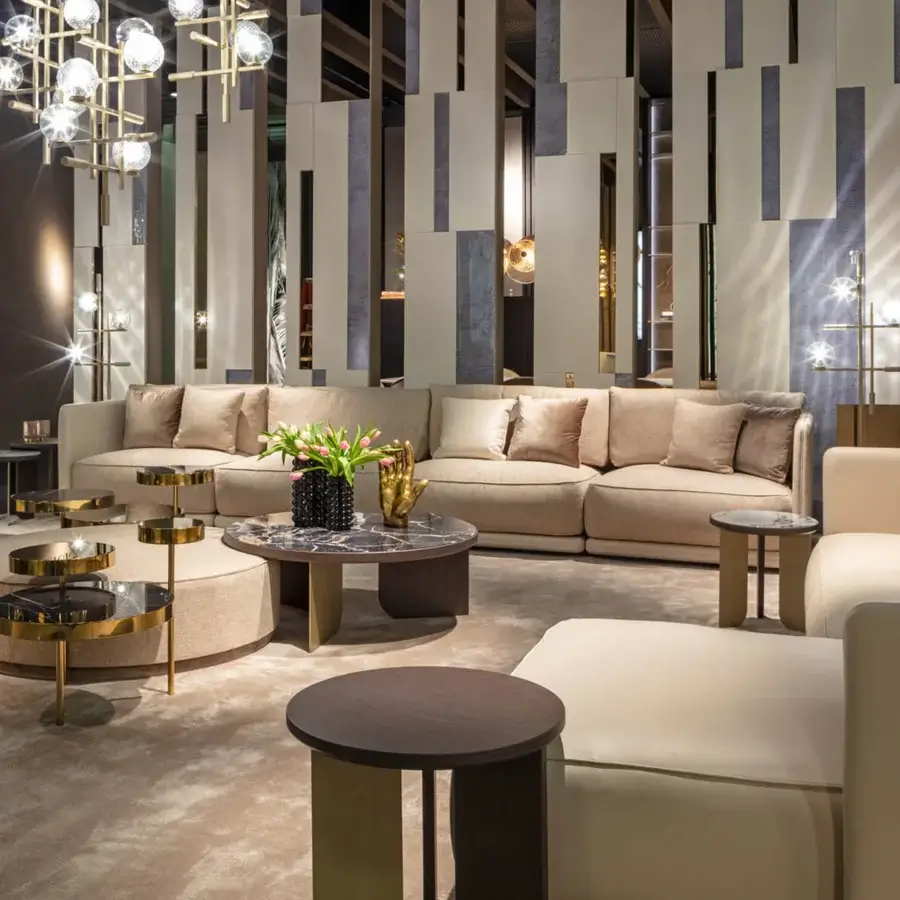 Distinguished Sicis Liam coffee table crafted in dark hardwood with a polished golden metallic band and satin finish