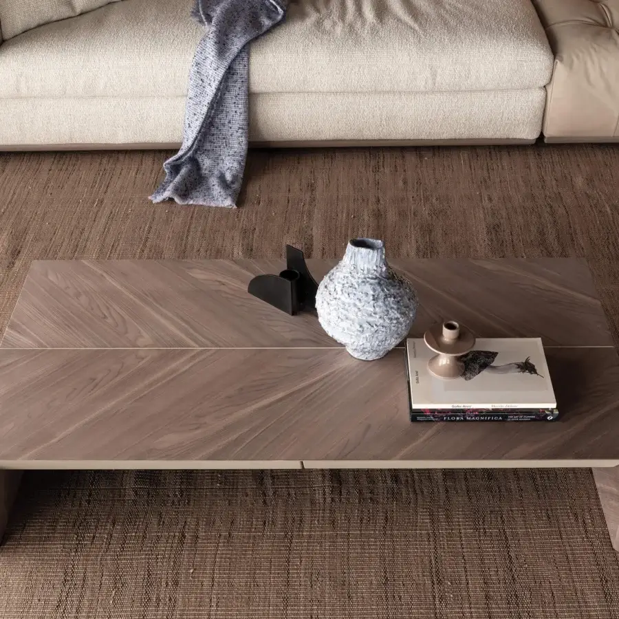 Distinguished Cierre1972 Avalon coffee table crafted in wood with a satin finish and geometric silhouette