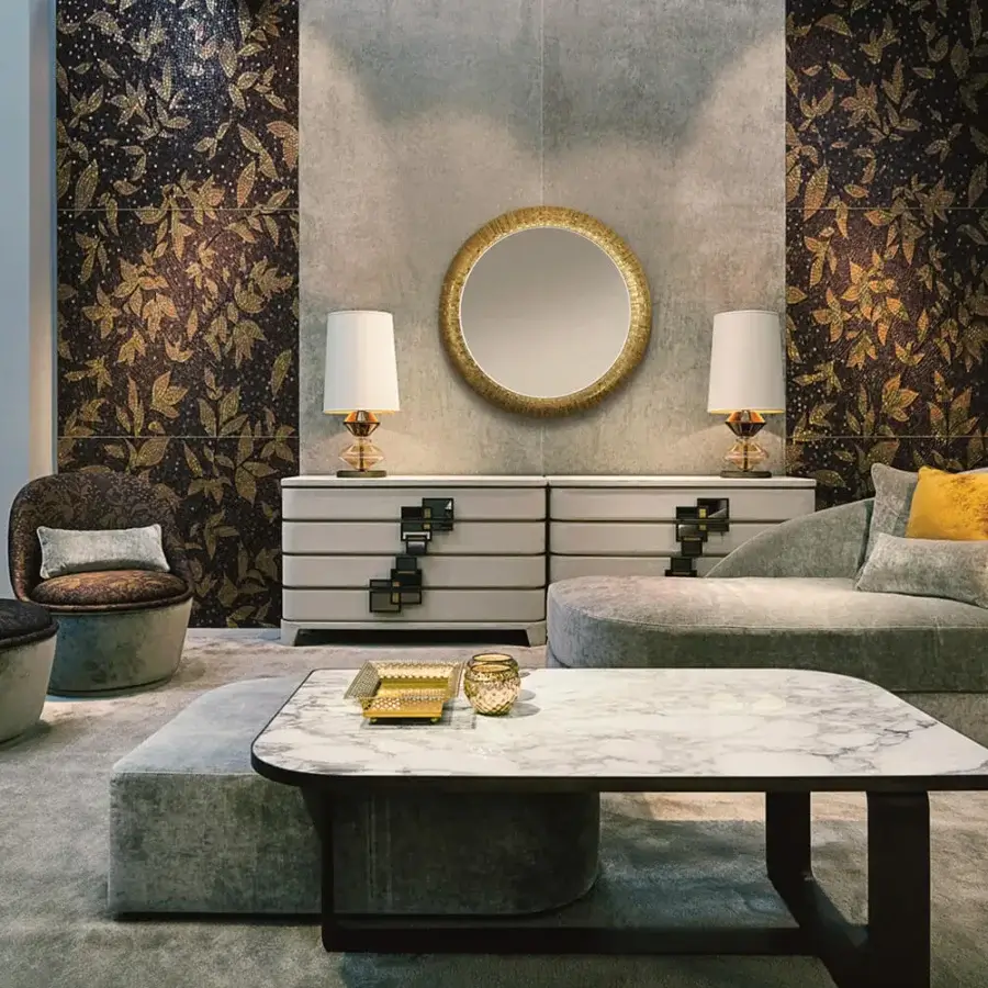 Exceptional Sicis Visconti coffee table with Aziz Black marble and dark coated lacquered metal in polished glossy and matte finishes