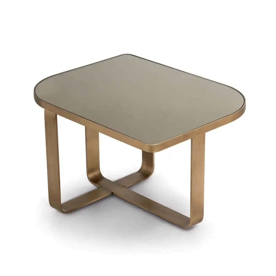 Sophisticated Sicis Visconti side table with bronzed coated lacquered metal and smoky mirror tabletop