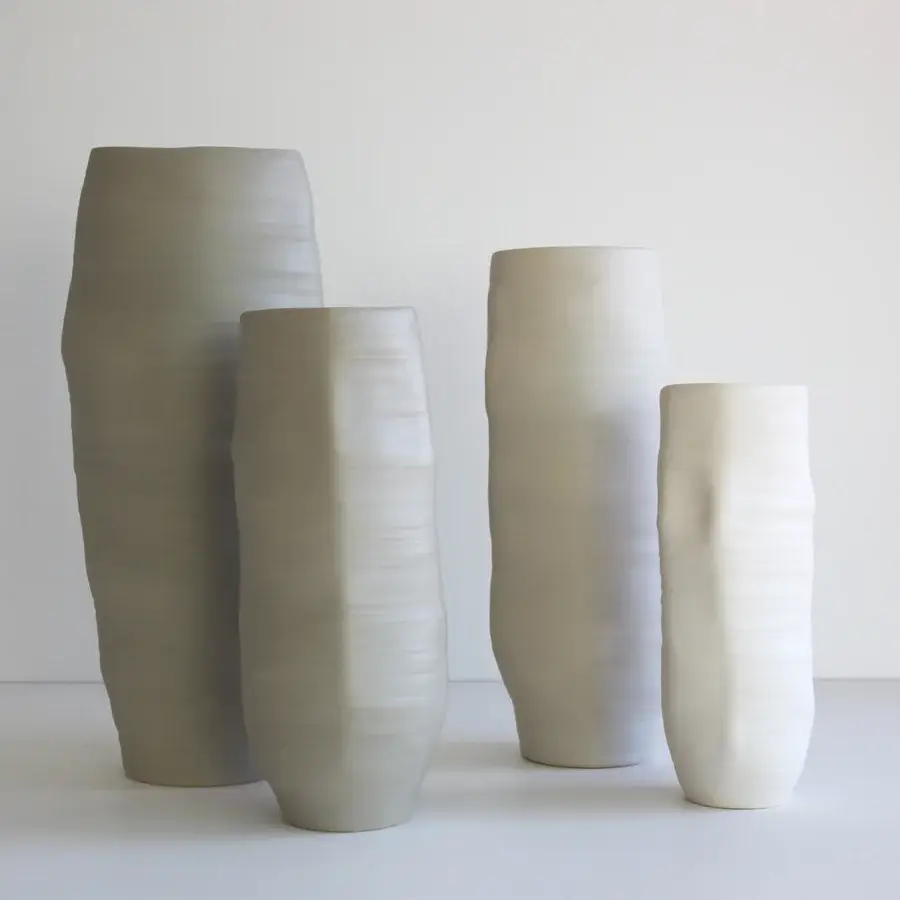 Exceptional Rina Menardi Rocce vase sculpted in baked clay with a subtly textured matte finish