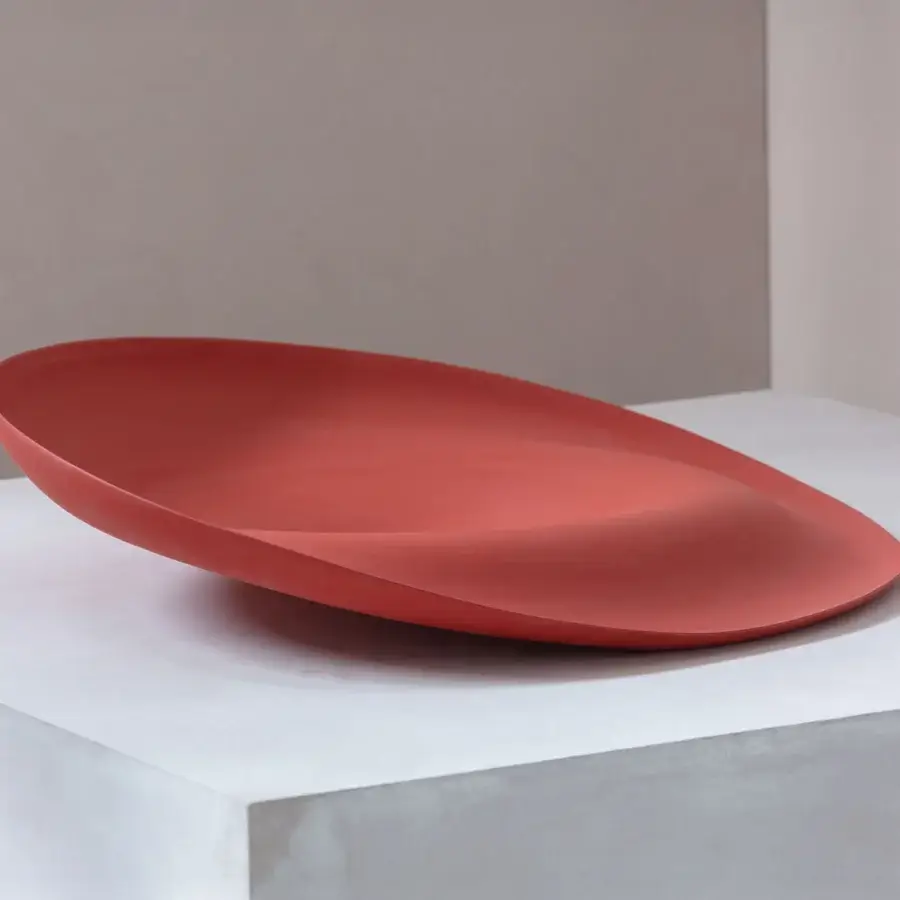 Superior Rina Menardi Trottole centerpiece crafted from baked clay in a muted terracotta hue with a smooth matte finish