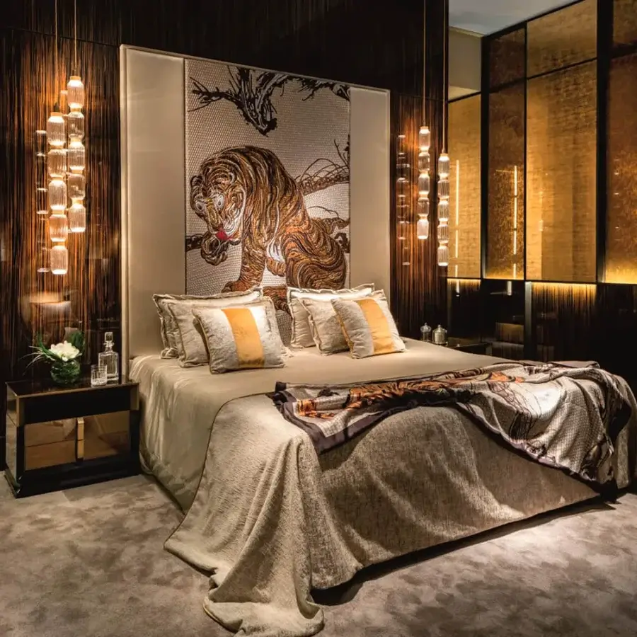 Distinguished Sicis Blake nightstand in ebony wood and luminous Vetrite glass with glossy polish and chrome profiles