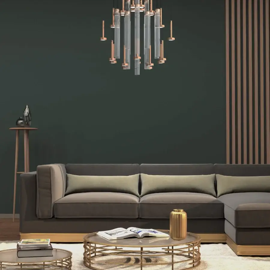 Distinguished Euroluce Astract suspension lamp with cascading glossy cylinders built in textured aluminum and delicate borosilicate glass