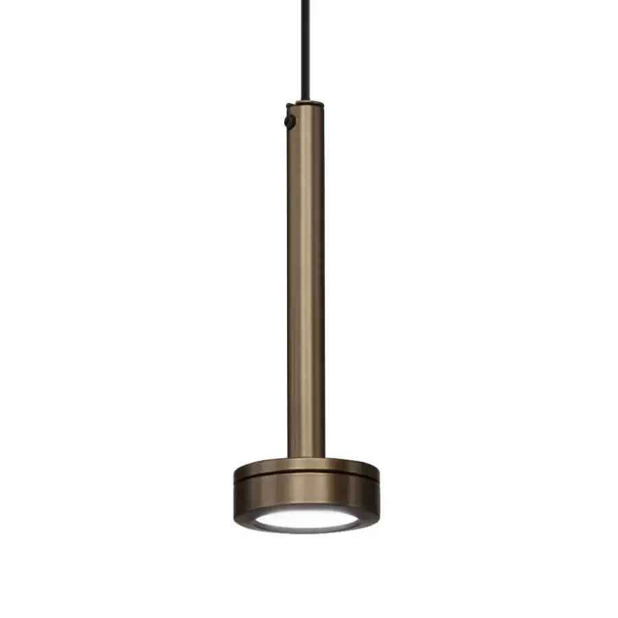 Superior Euroluce Astral suspension lamp with cylindrical form and muted bronze satin metal finish