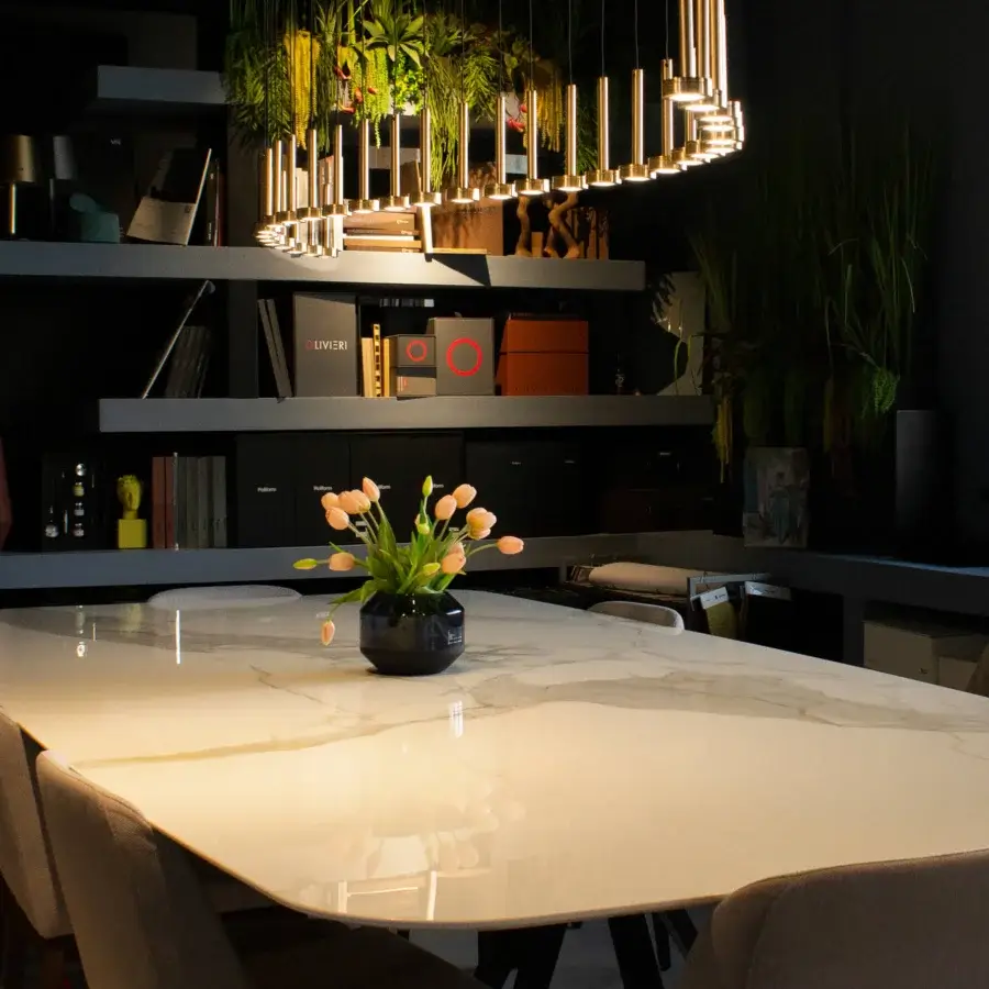 Exceptional Euroluce Astral suspension lamp crafted in metal with a warm gold satin finish evoking a starlit night