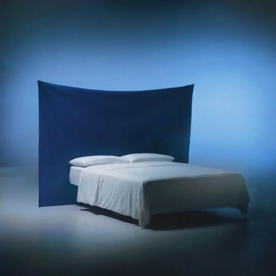 Exceptional Bolzan Letti Backdrop headboard crafted in deep blue textile with quilted detailing and fine oil finish