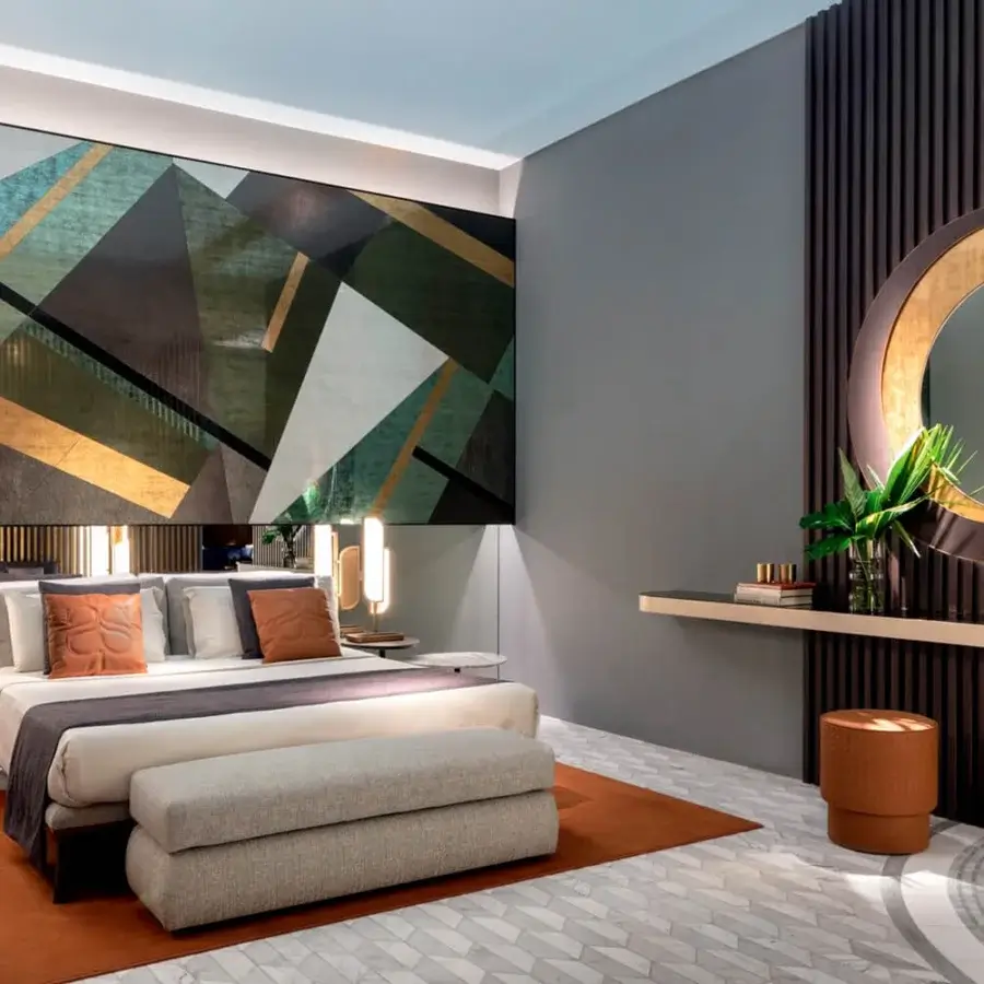 Superior Sicis Harper mirror crafted in Ammara ebony with Vetrite glass and integrated backlit LED lighting