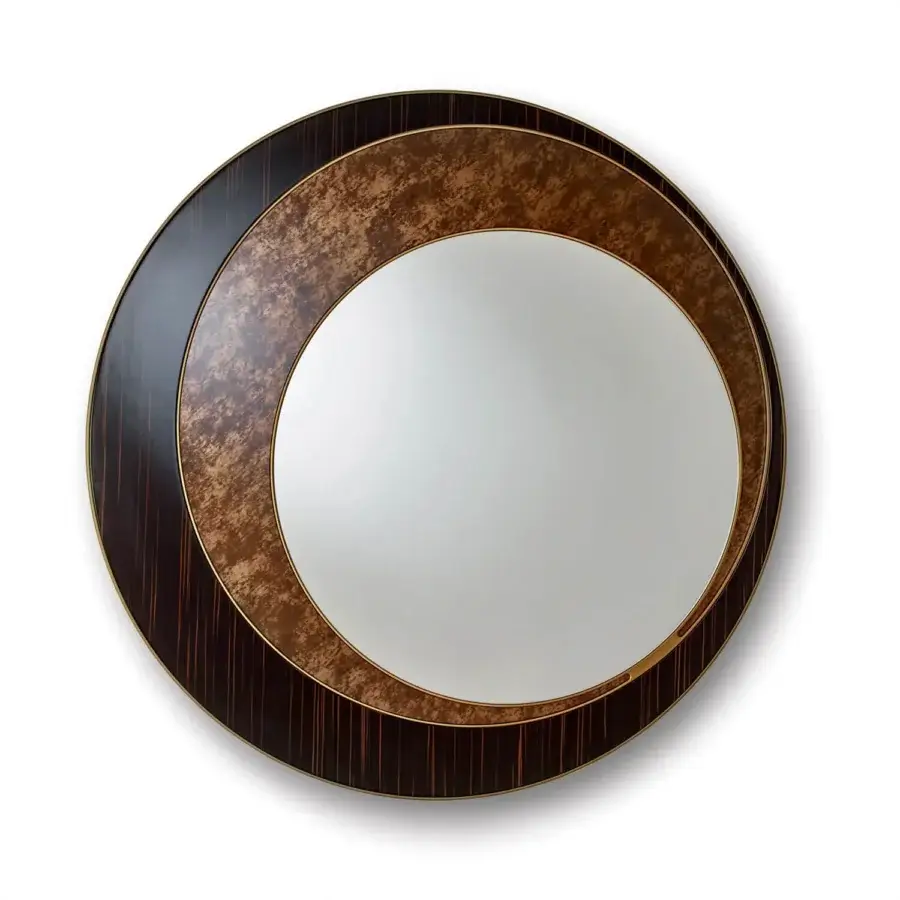 Lavish Sicis Harper mirror built in Ammara ebony with decorative Vetrite glass and backlit LED lighting