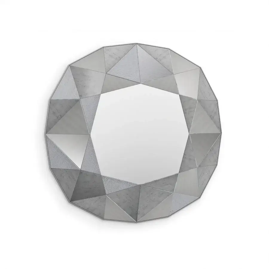 Exceptional Sicis Cushion Mirror, a wall accent crafted with cool gray Vetrite glass and integrated LED backlighting