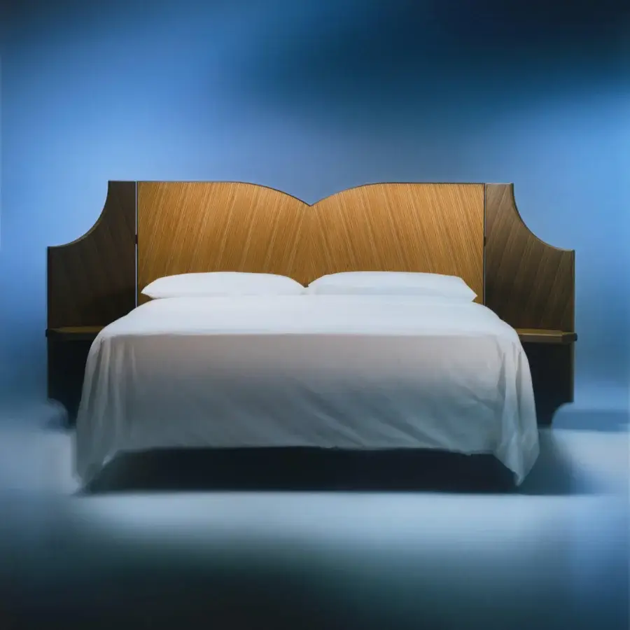 Superior Bolzan Letti Fiocco headboard crafted from carved Elm and Walnut with a satin finish