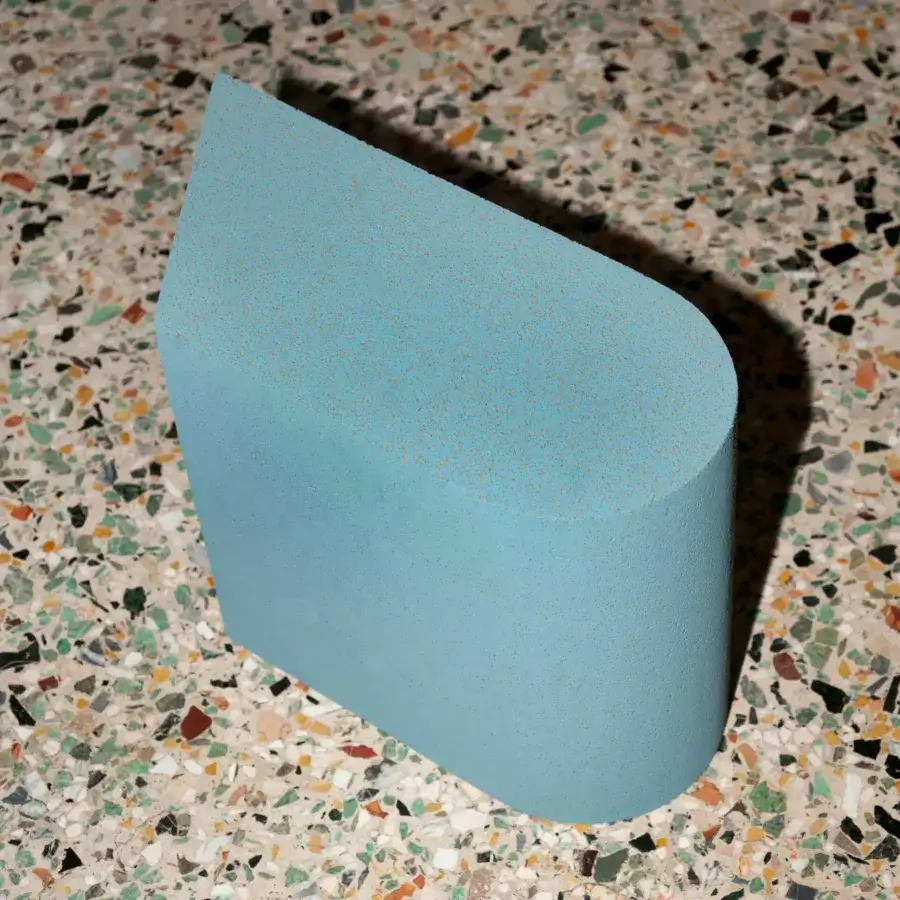 Elegant Bross Slice Modular Coffee Table stool in pastel blue cork with matte finish and geometric design