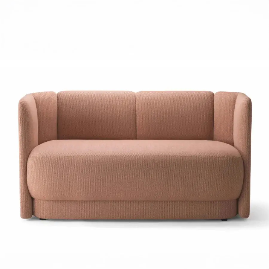 Captivating Bross Velia sofa with gently curved form and sculpted shell upholstered in terracotta textile crafted in Italy