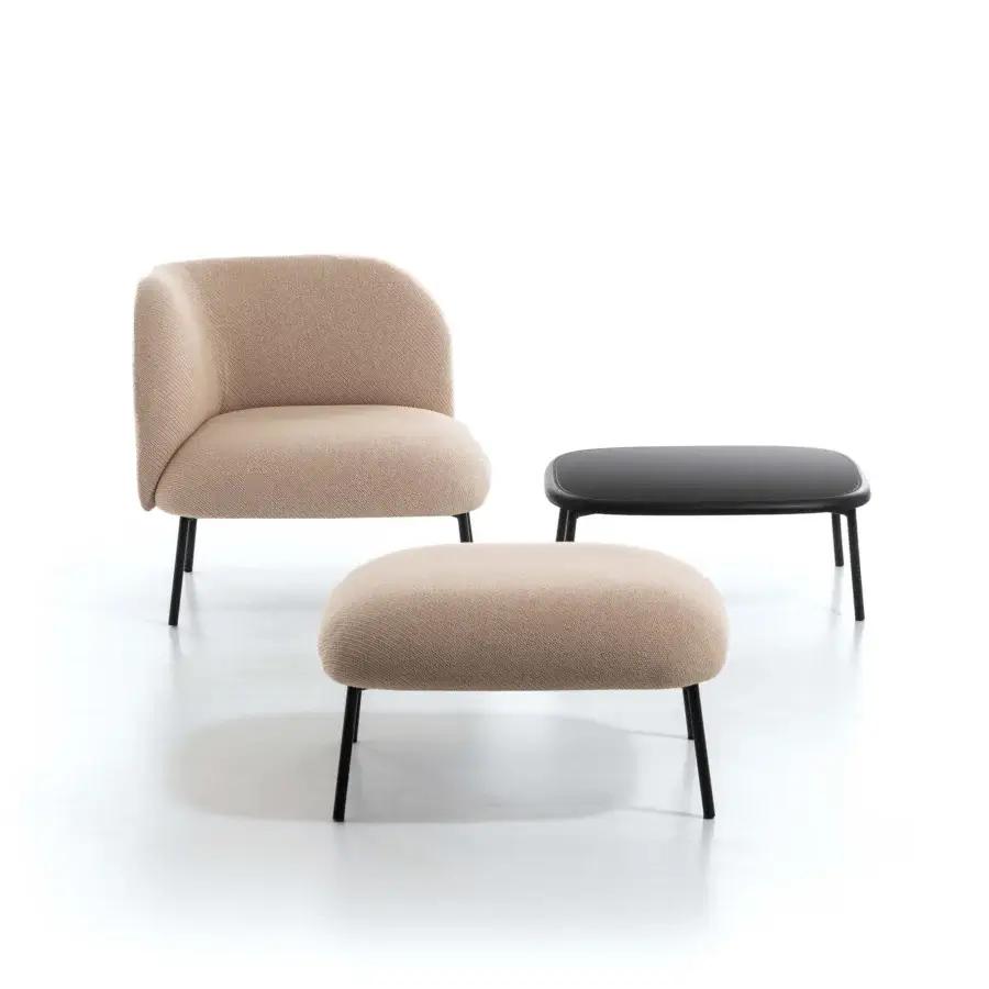 Distinguished Bross SIT Outdoor chaise lounge with durable beige upholstery and matte dark metal rod frame